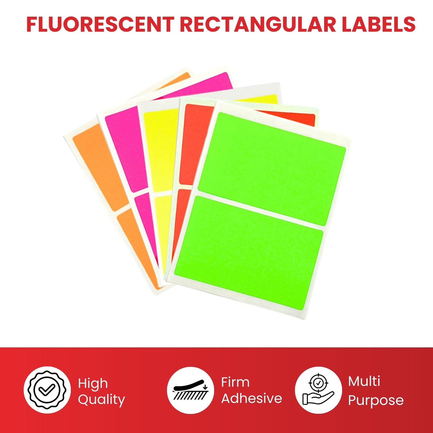 Pack of 8 Fluorescent Green 50x80mm Rectangular Labels