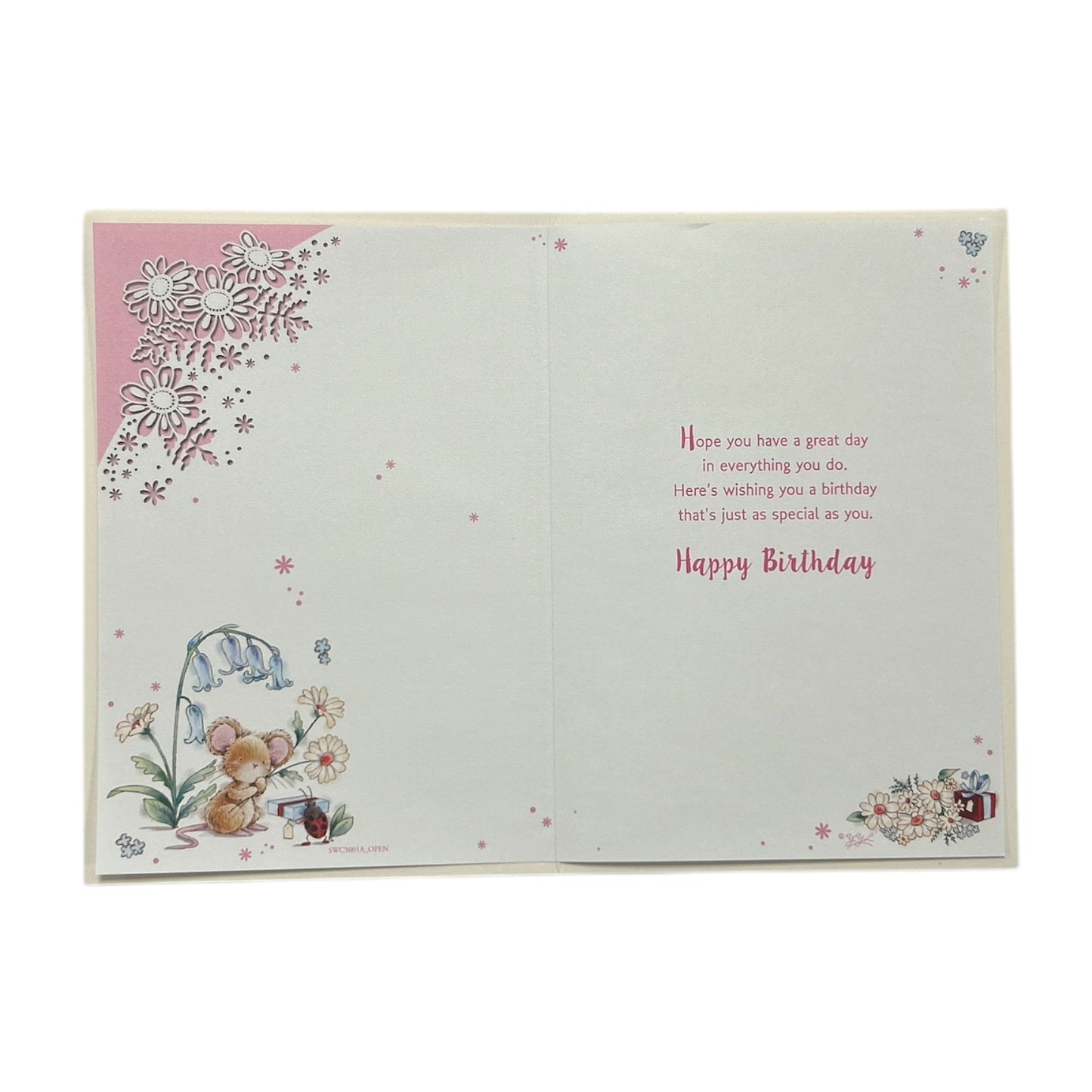 Special Mum Cute Mouse with Flowers Design Birthday Card