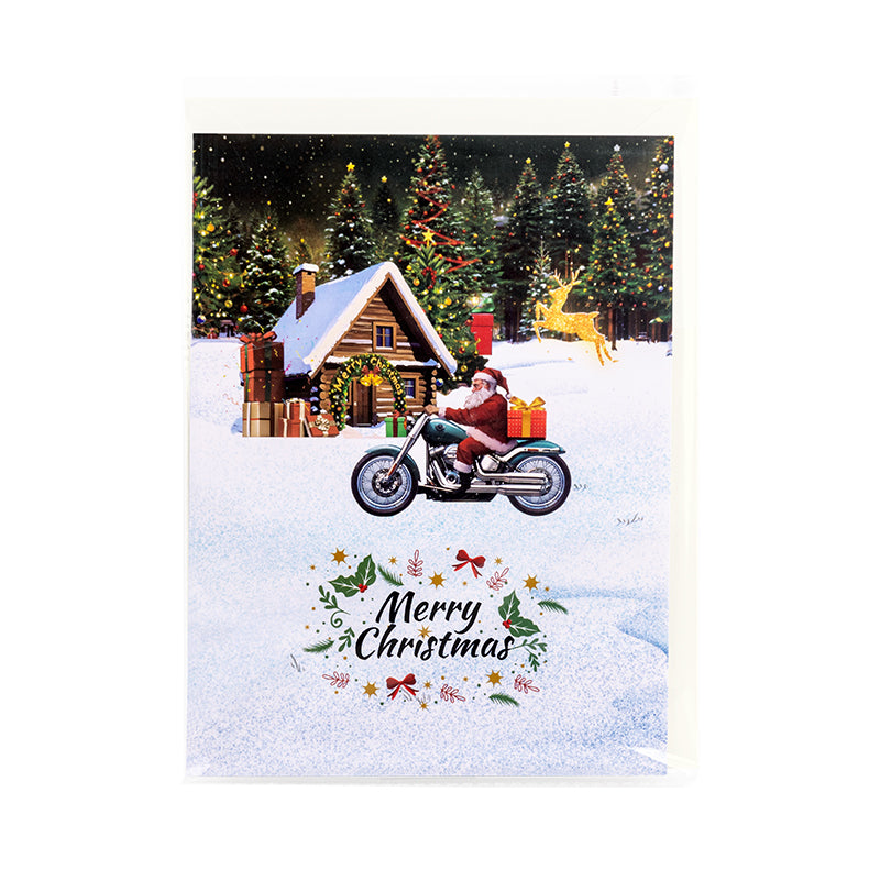 Santa on Wheels 3D Christmas Motorcycle Pop Up Card