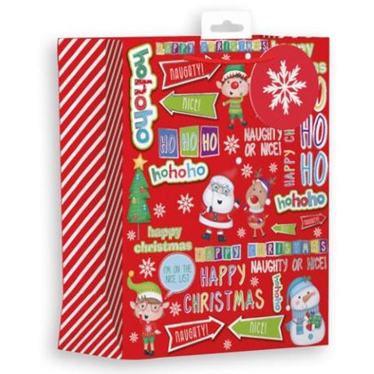 Pack of 12 Christmas Character Text Design Medium Gift Bags