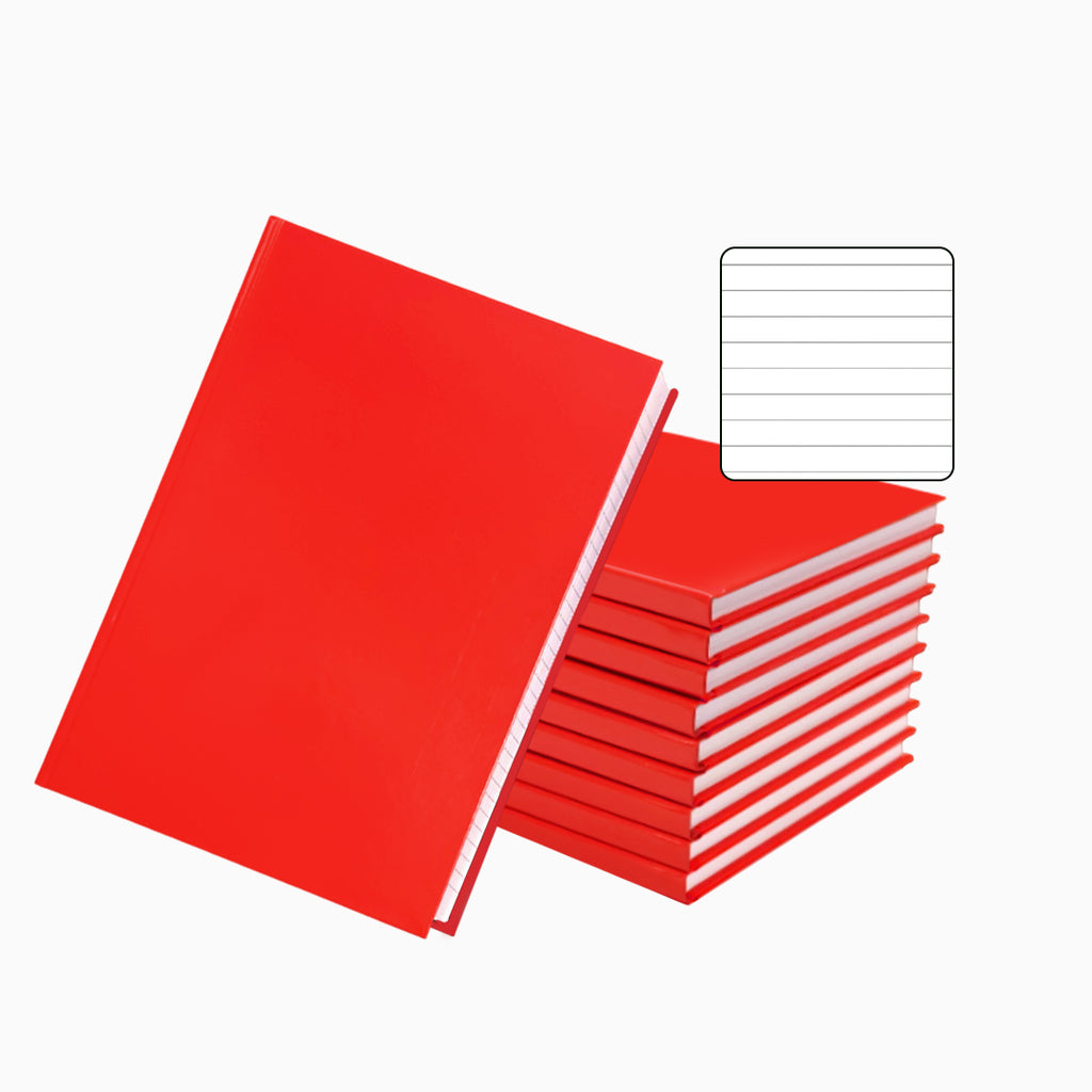 Pack of 10 A5 160 Pages 8mm Ruled Red Casebound Notebooks– Choice Wholesale