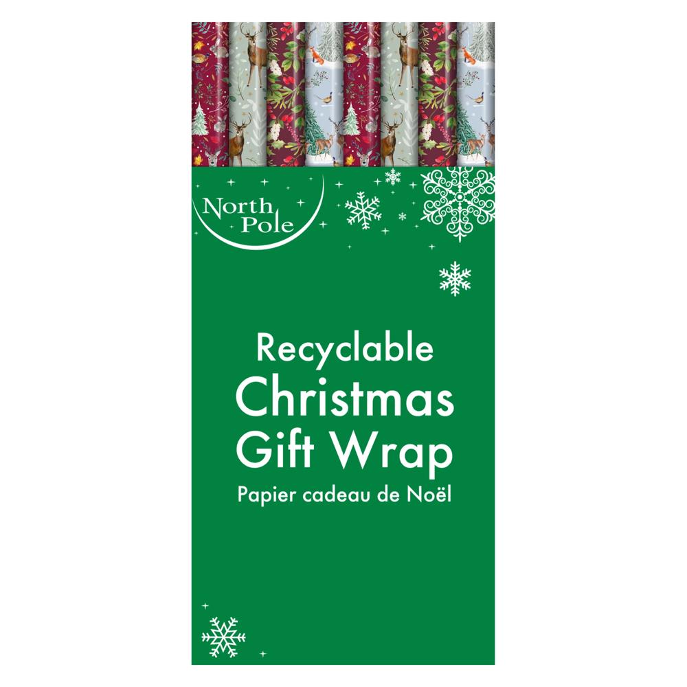 Single 4m Woodland Christmas Design No Shrink Gift Wrap Roll