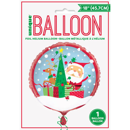 Colorful Santa Round Christmas Foil Balloon 18