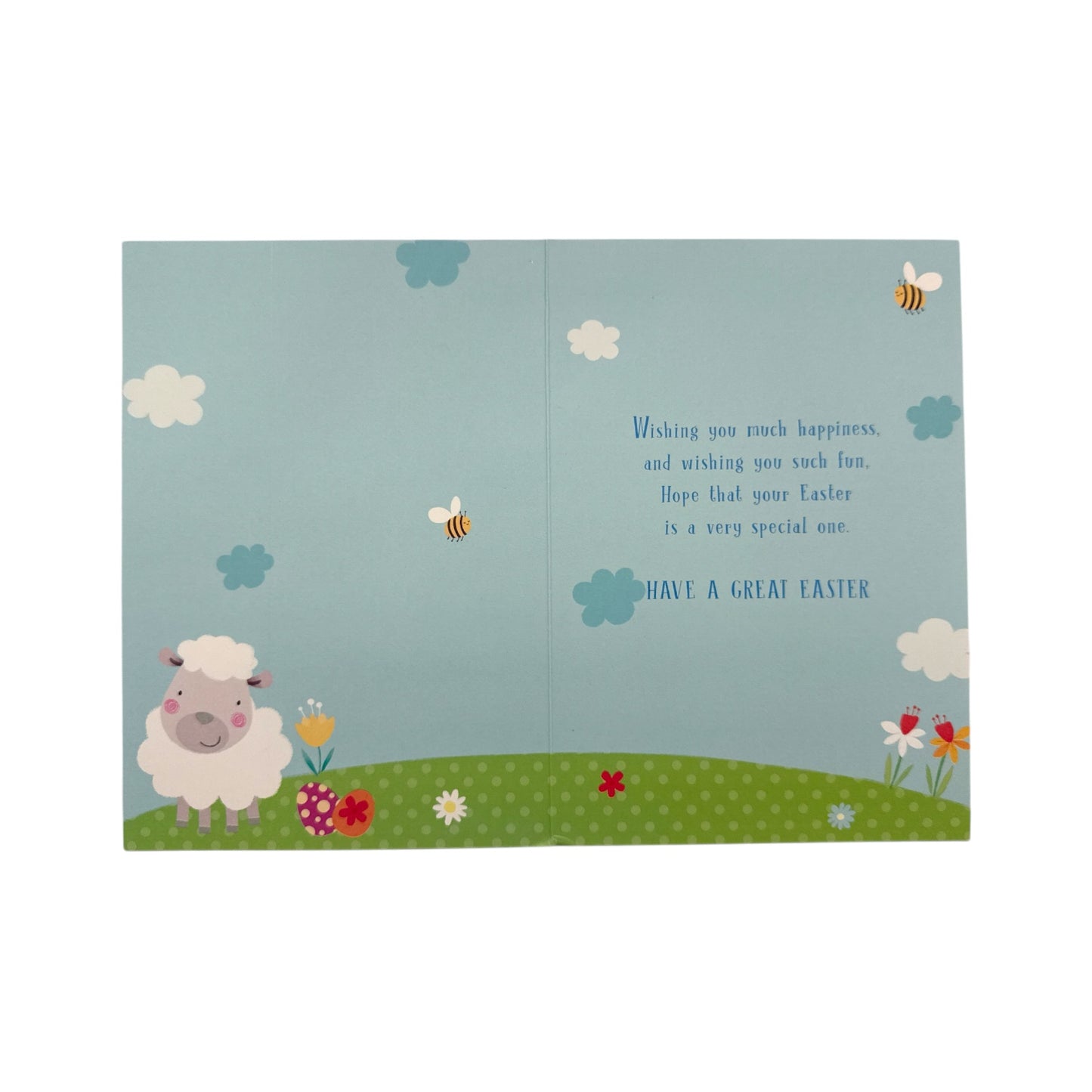 For Grandson Cute Lamb with Bees Design Easter Card
