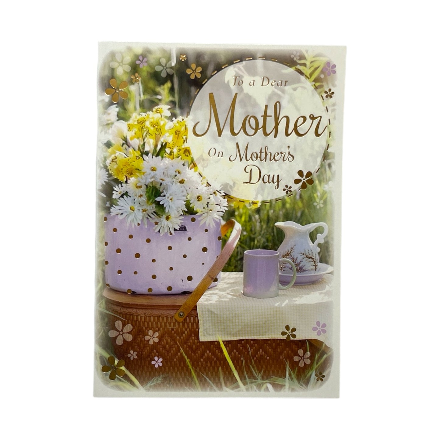 To Dear Mother Basket of Yellow and White Flowers Design Mother's Day Card