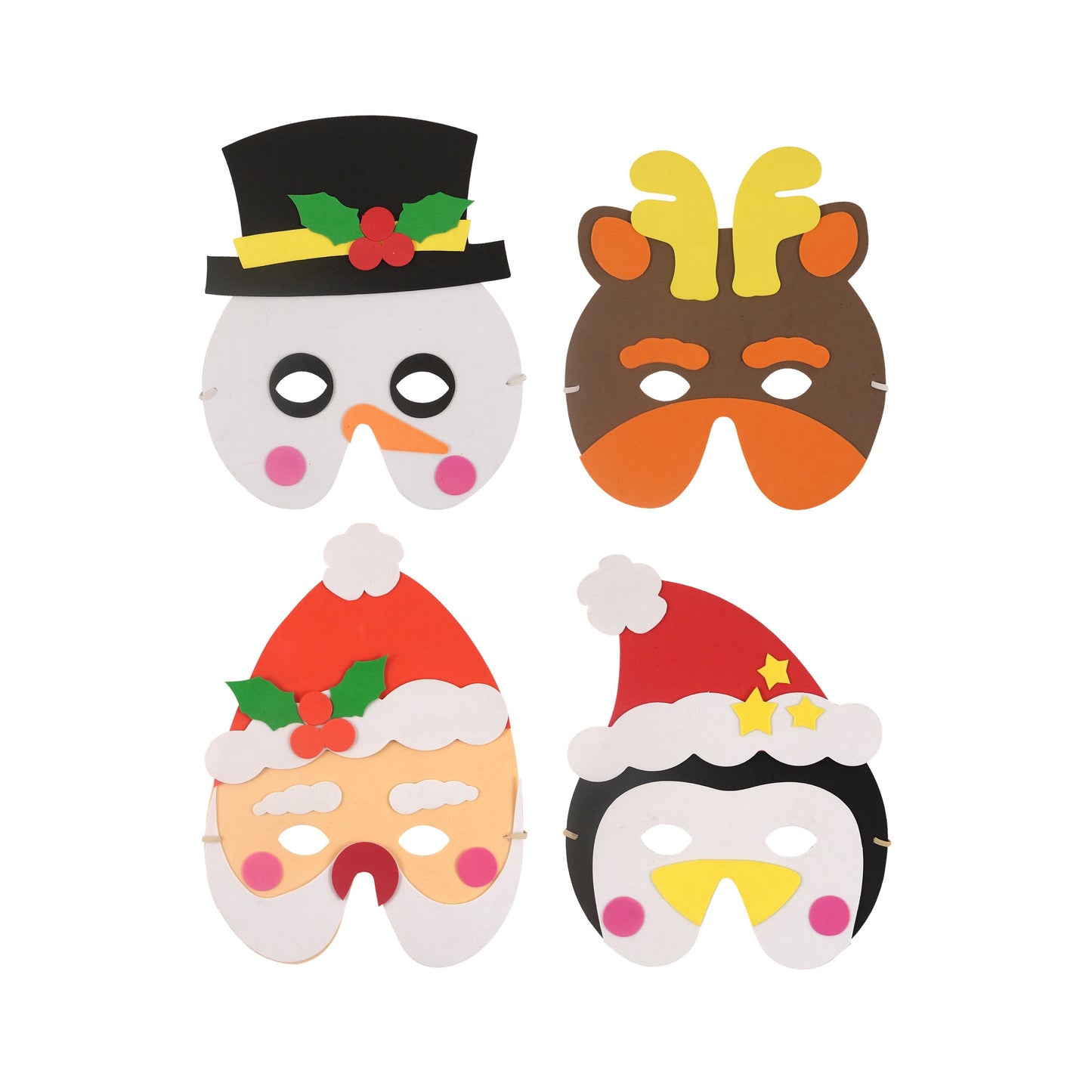 Pack of 4 Christmas Foam Masks