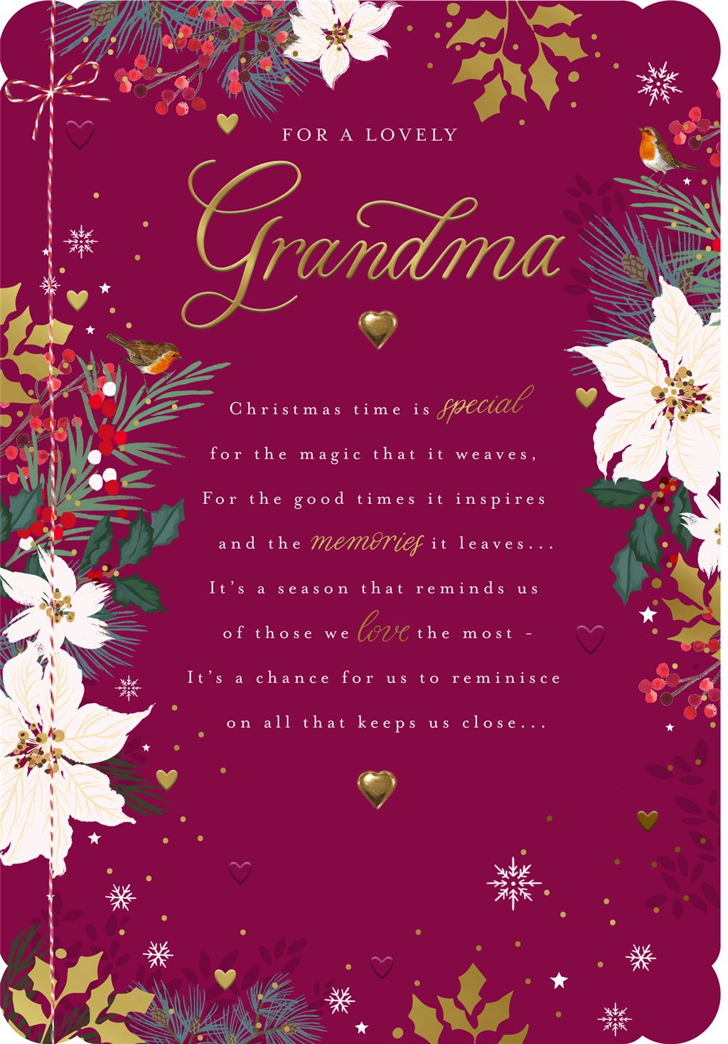 Traditional Winter Florals Design Lovely Grandma Christmas Card