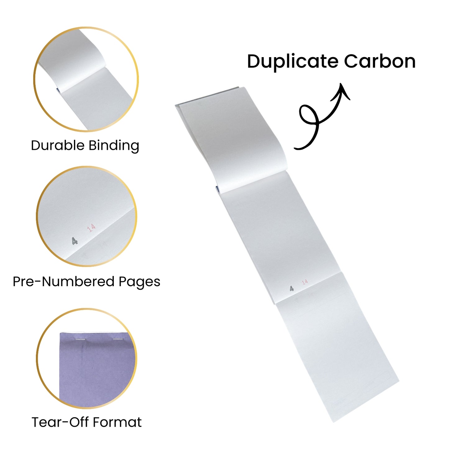 Pack of 10 95mm x 170mm White Duplicate with Carbon Restaurant Service Pads
