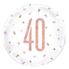 Birthday Rose Gold Glitz Number 40 Round Foil Balloon 18"