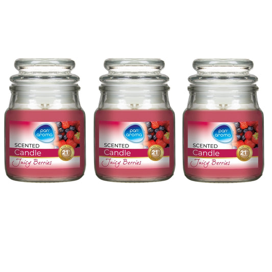 Pack of 3 Pan Aroma Small Jar Candles With Lid - Juicy Berries