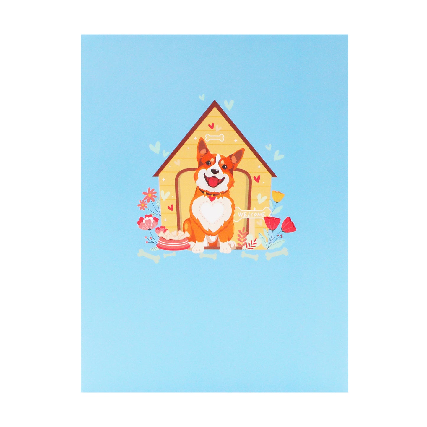Dog in Doghouse 3D Pop Up Greeting Card - Puppy Pet Birthday Vacation Anniversary Love Mother