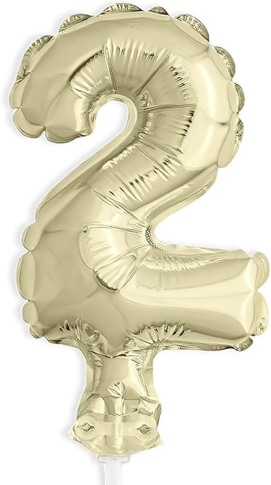 Gold Foil Number 2 Balloon Cake Topper 5" {DC}