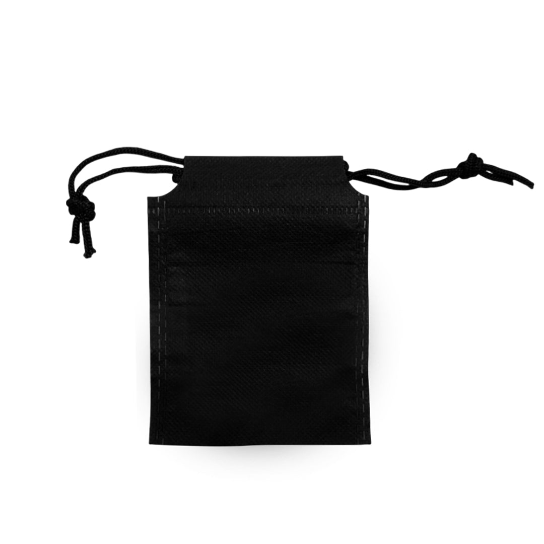 Pack of 100 Black Coloured 12x9cm Non-Woven Drawstring Bags