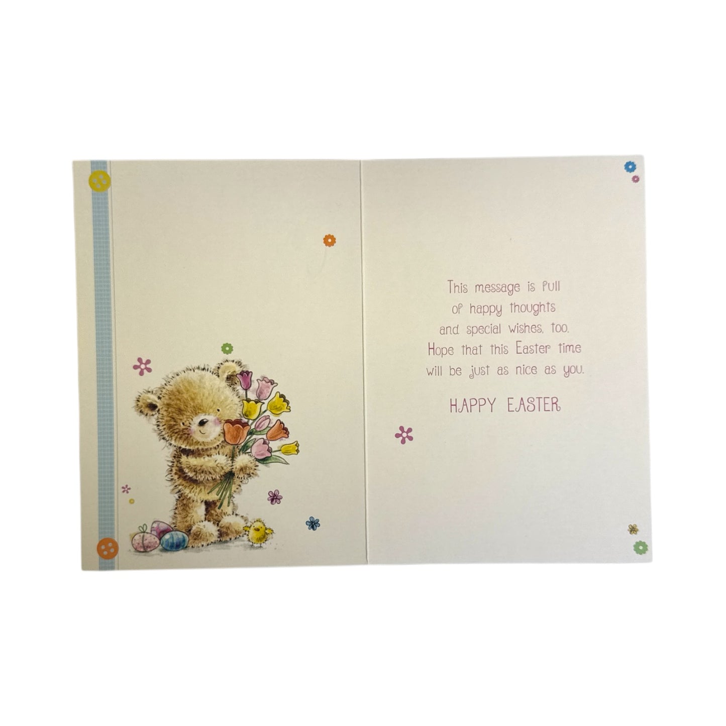 For Goddaughter Cute Teddy & Flowers Design Easter Card