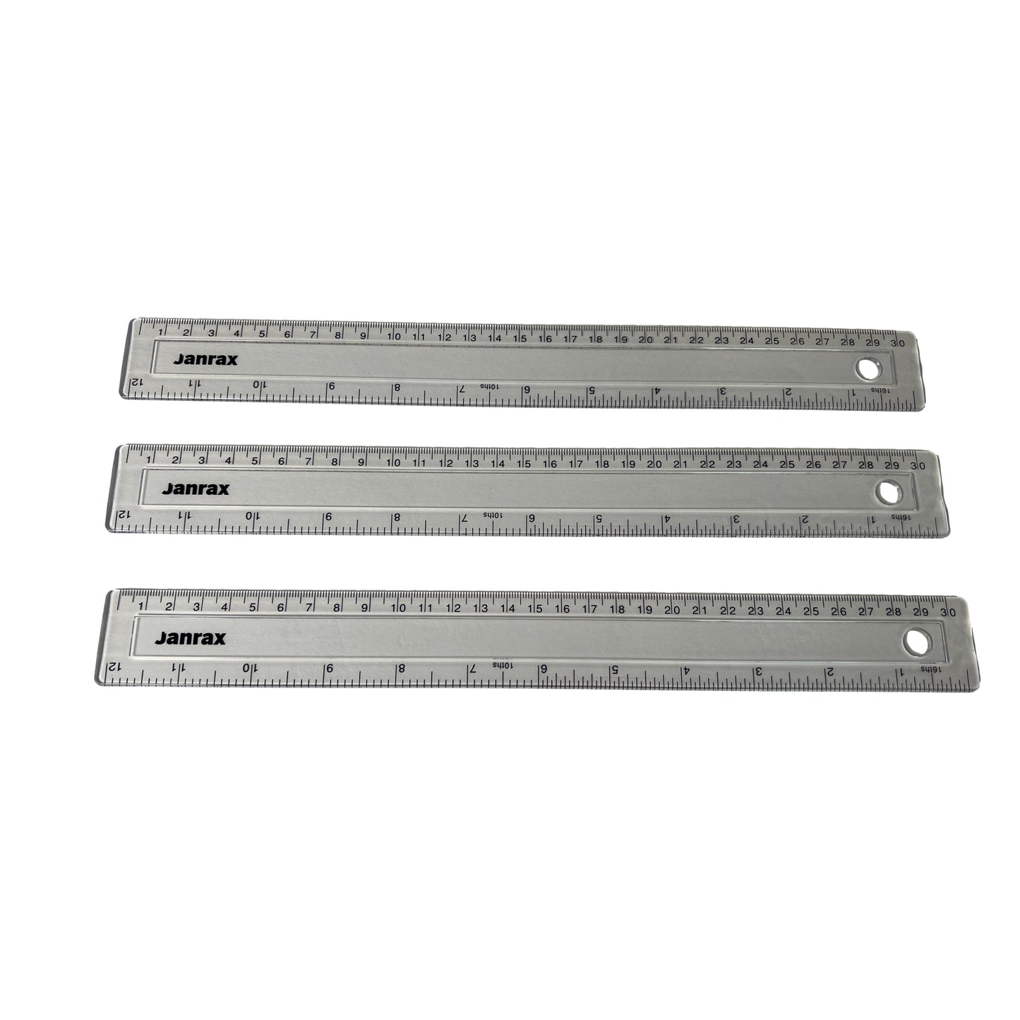 Pack of 50 Shatter Resistant 30cm Plastic Rulers by Janrax