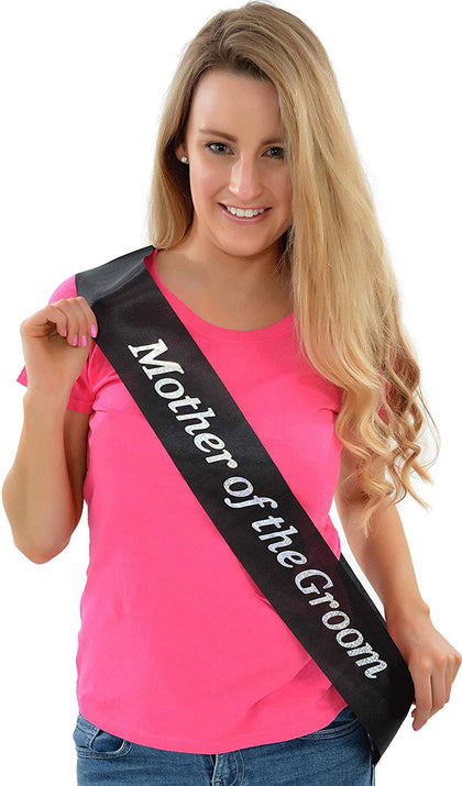 Mother Of The Groom Hen Party Sash Black and Silver