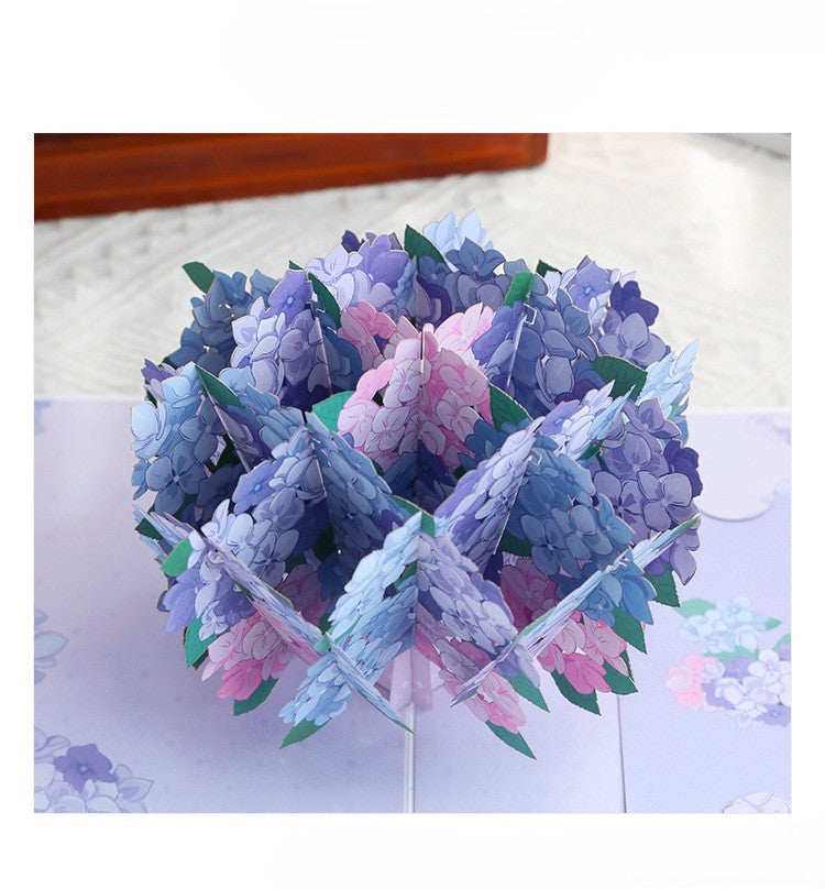 Hydrangea Blue Purple 3D Pop Up Greeting Card