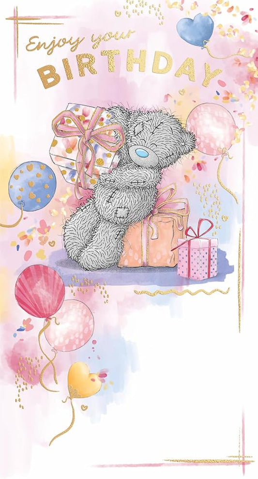 Bear With Three Gifts Birthday Card