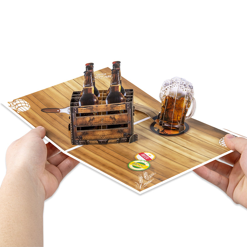 Raise a Toast Cheers to You 3D Beer Pop Up Celebration Card