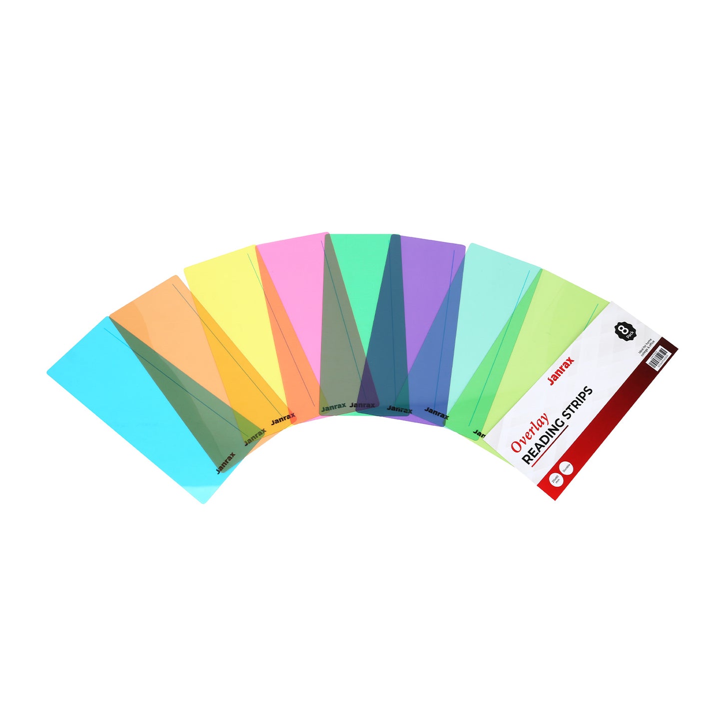 Pack of 24 Assorted Coloured 210x80mm Dyslexia Overlay Reading Strips – PET Material, Rounded Corners