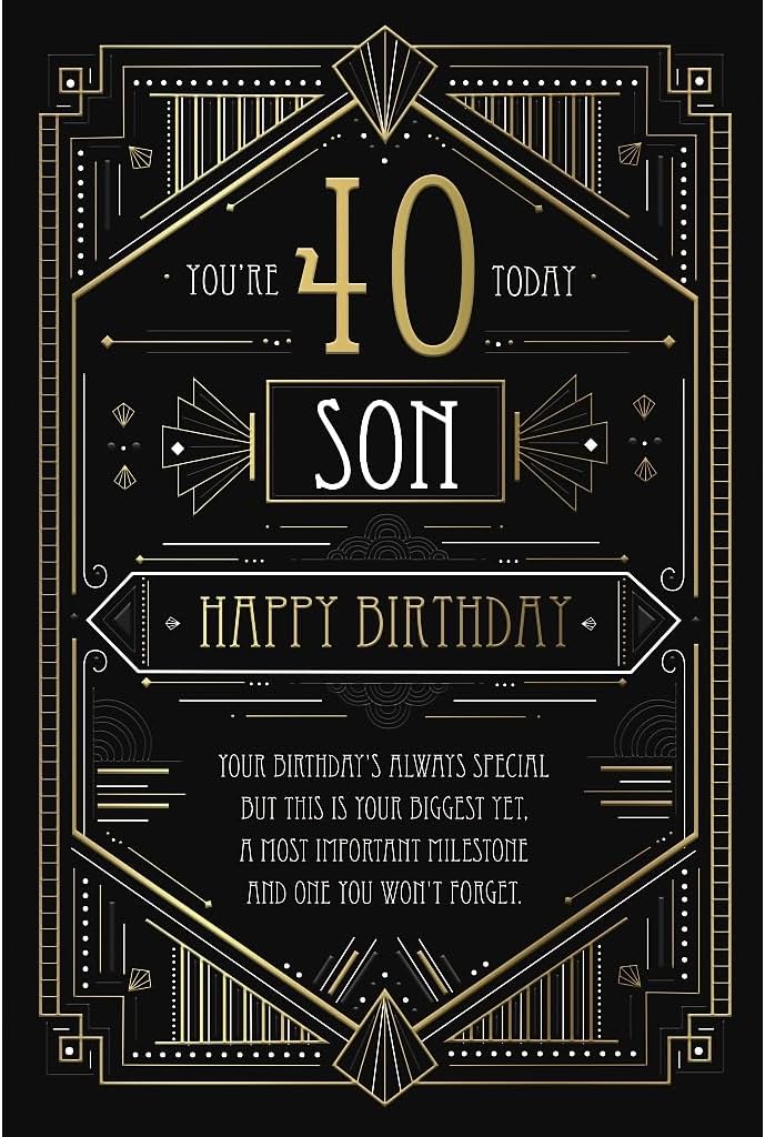 Elegant Geometric Pattern Special Son 40th Birthday Card