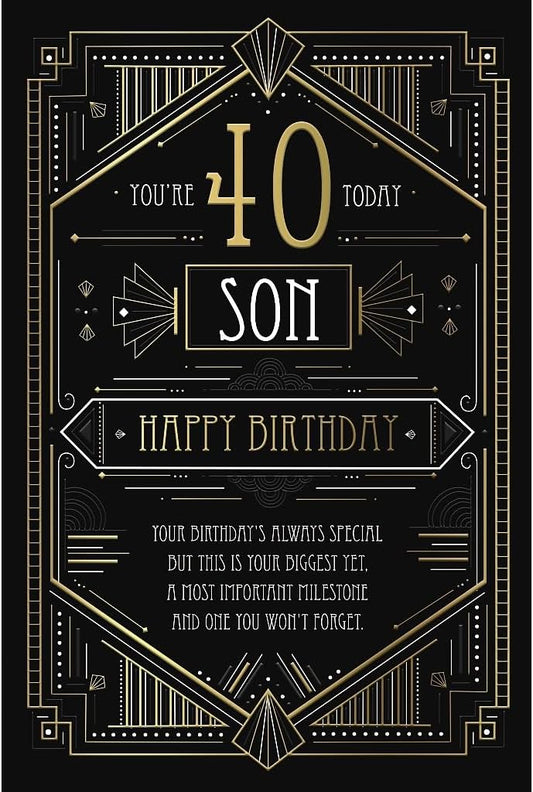 Elegant Geometric Pattern Special Son 40th Birthday Card