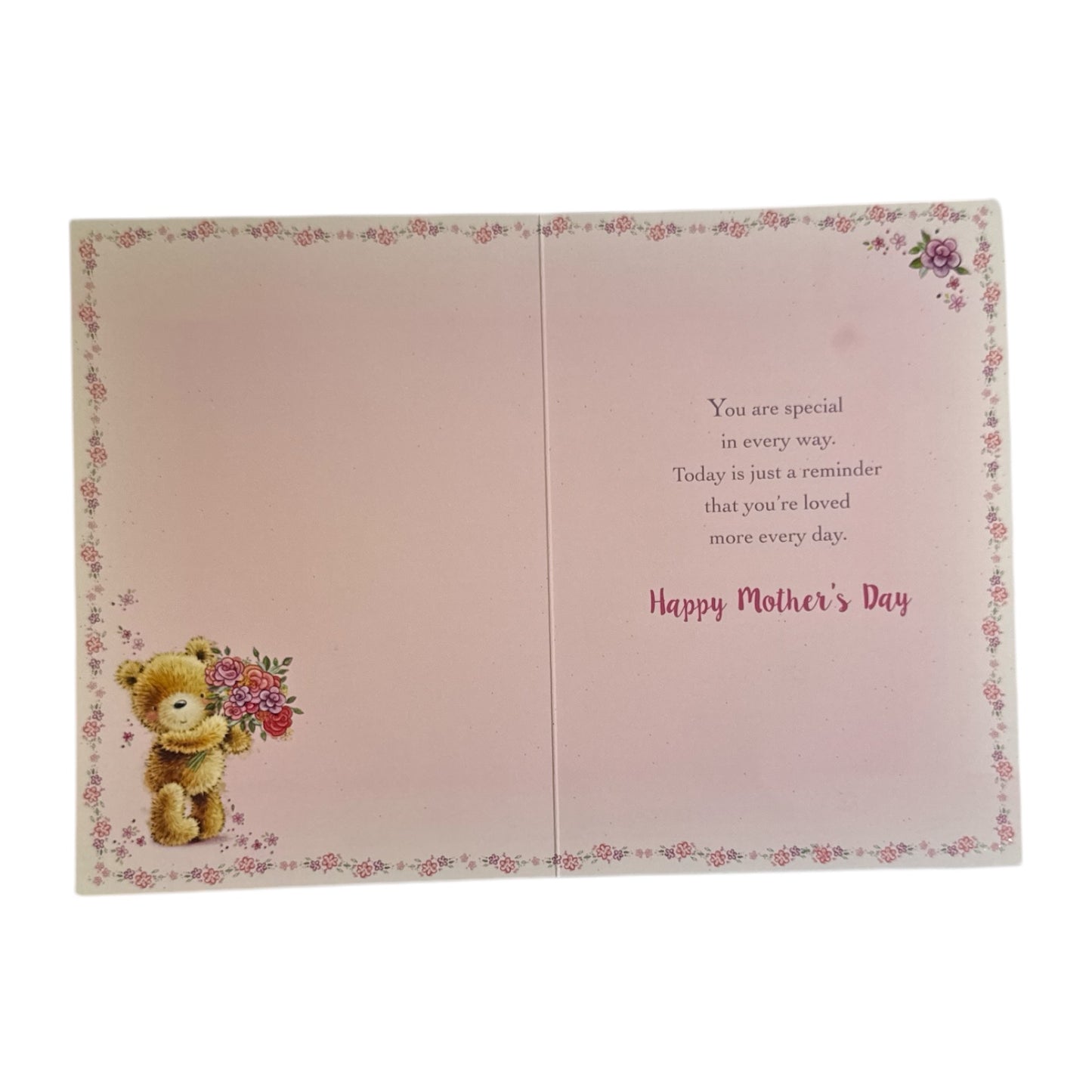 To A Special Mum Teddy Holding Bouquet Design Mother's Day Card