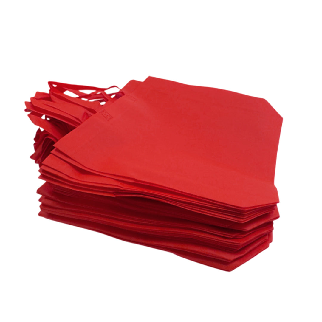 Pack of 25 Red Coloured 40x30x10cm Non-Woven Bags with Handle