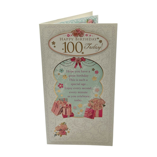 Happy Birthday 100 Today! Open Female Soft Whispers Card