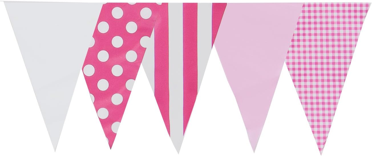 Pink Mix Bunting 10m with 20 Pennants