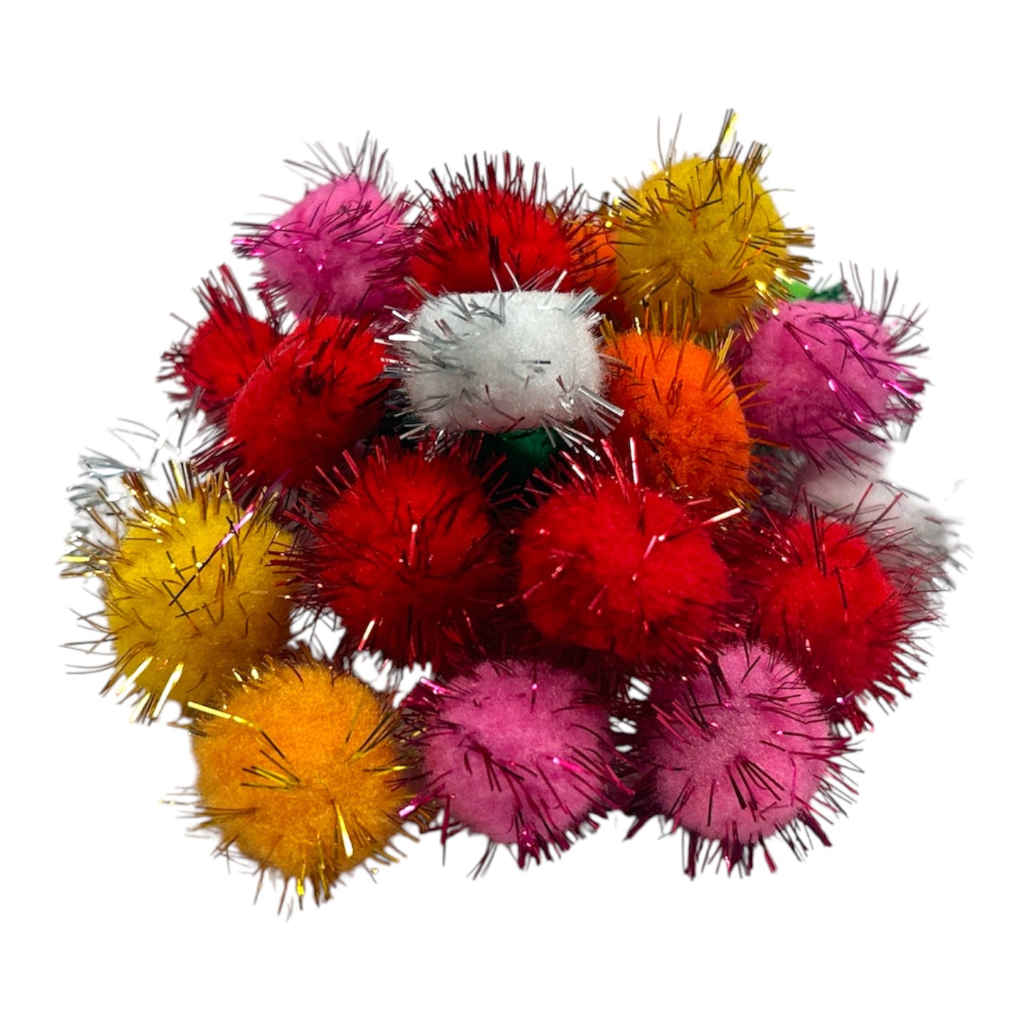 Bag of 20 Pieces 2.5cm Colorful Flash Pom Pom Balls