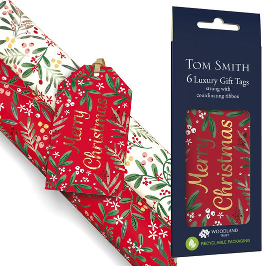 Pack of 6 Festive Foliage Luxury Christmas Gift Tags