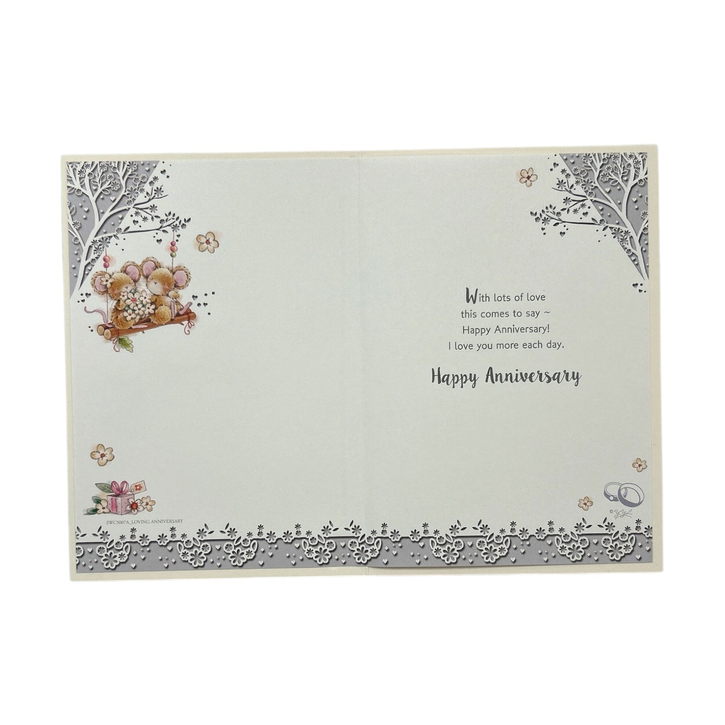 To My Wife Lovely Mice On Swing Design Anniversary Card