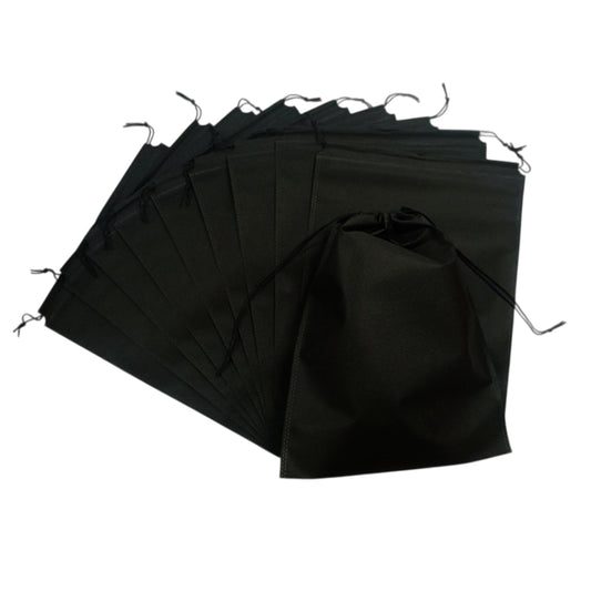 Pack of 100 Black Coloured 32x22cm Non-Woven Drawstring Bags