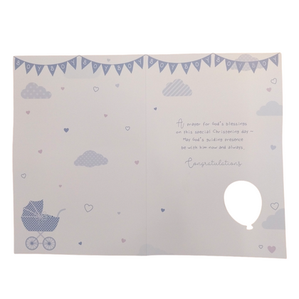 On The Christening of Your Baby Boy Balloon Boutique Greeting Card