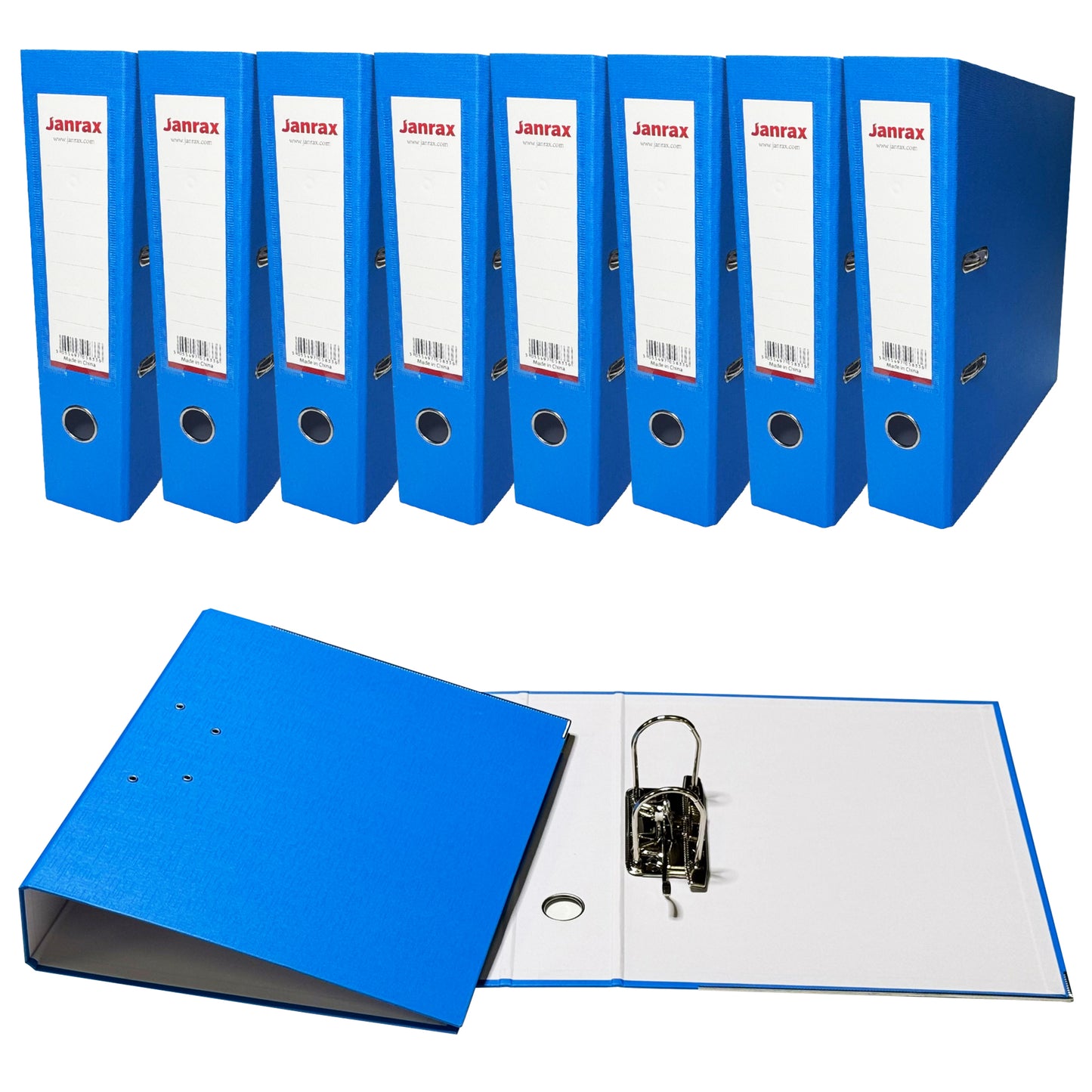 Pack of 10 A4 Light Blue Paperbacked Lever Arch Files by Janrax