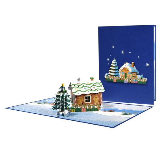Gingerbread Houses with Snowy Scene 3D Pop Up Christmas Card