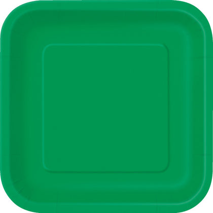 Pack of 14 Emerald Green Solid Square 9
