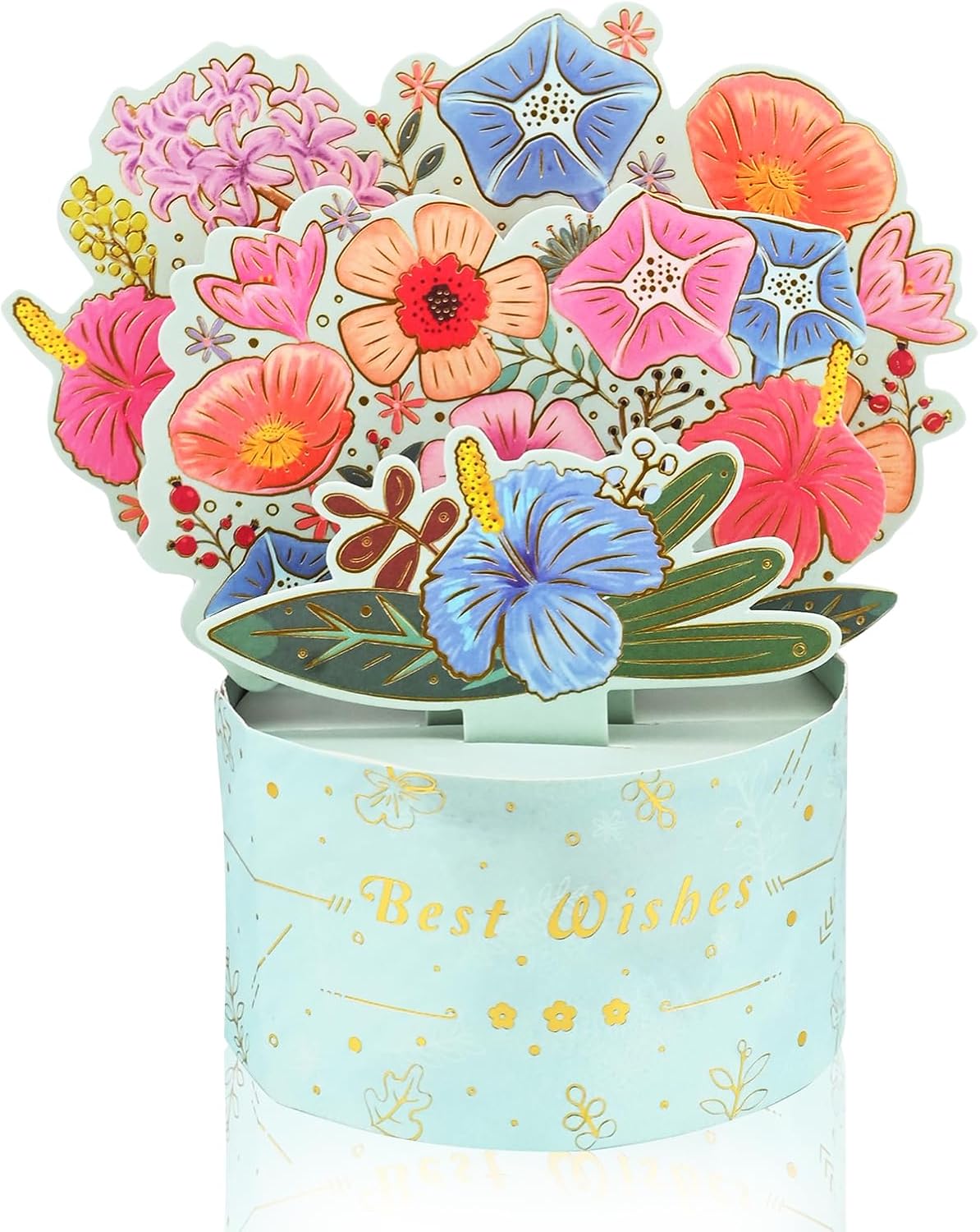 Floral Charm in Blue Vase 3D Pop Up Greeting Card - Birthday Mother's Day