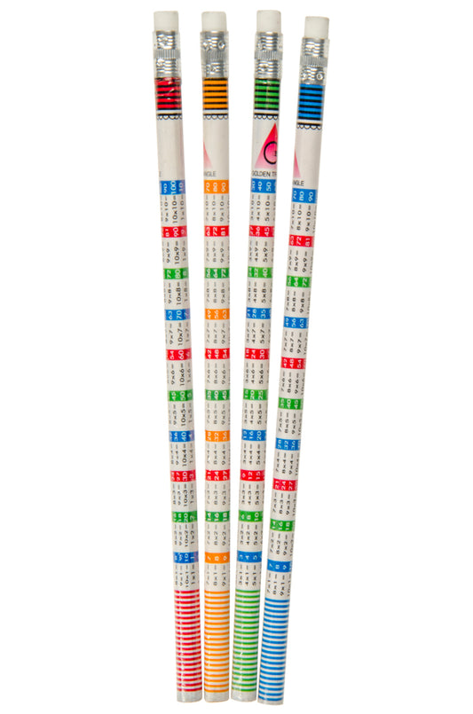 Pack of 12 Multiplication Tables Design Pencils with Eraser