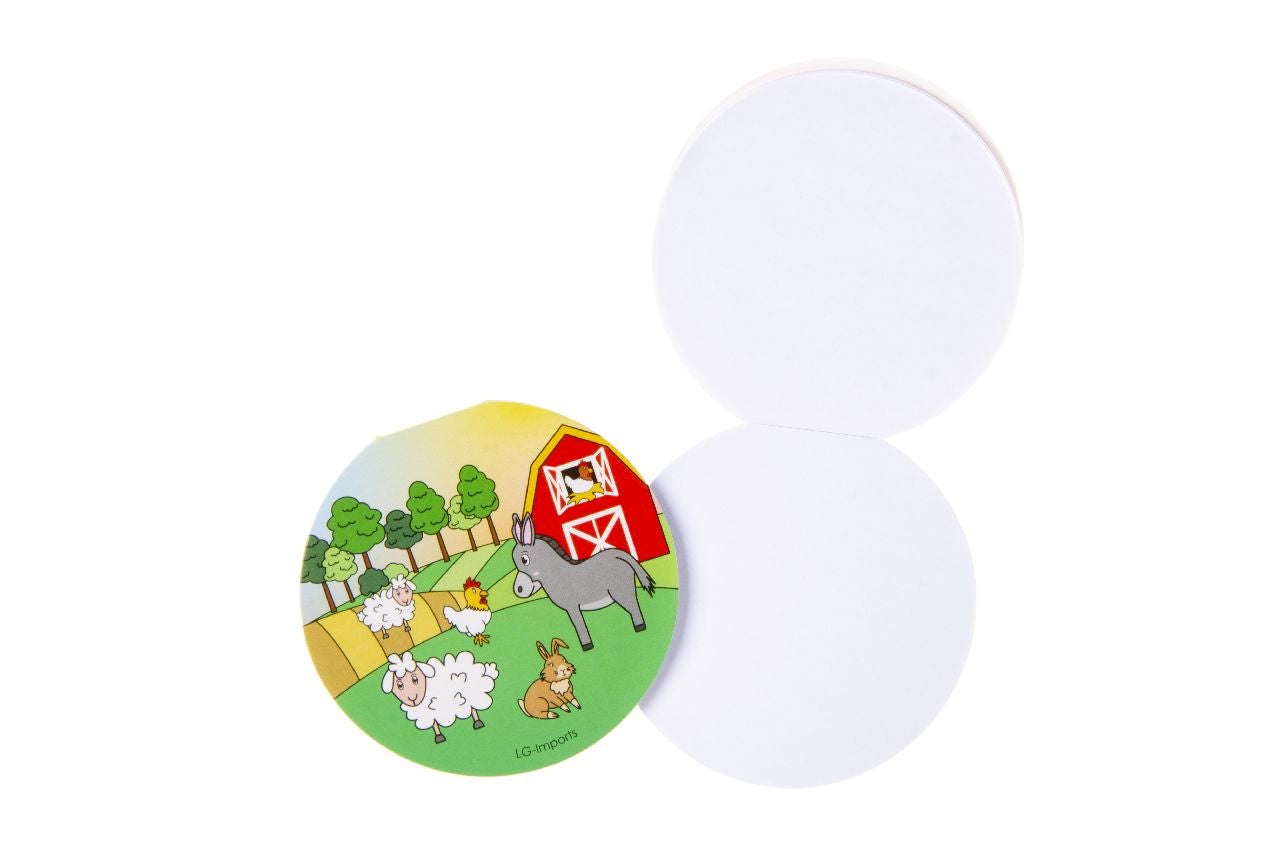 Pack of 48 Round Farm Animals Design Notebooks 8cm