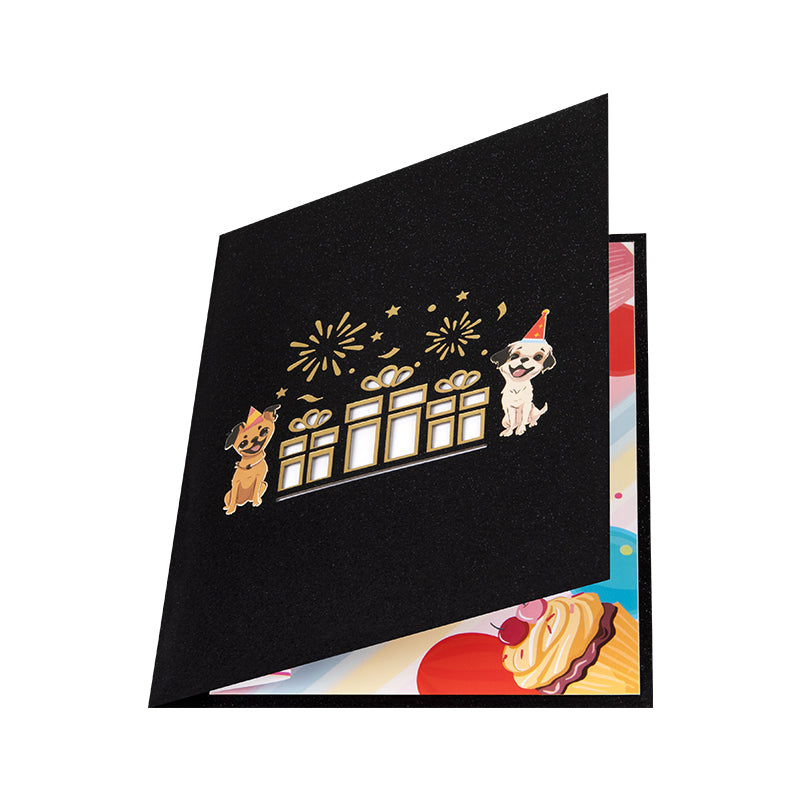 Puppy Party 3D Pop Up Birthday Card with Hidden Gift Card Slot