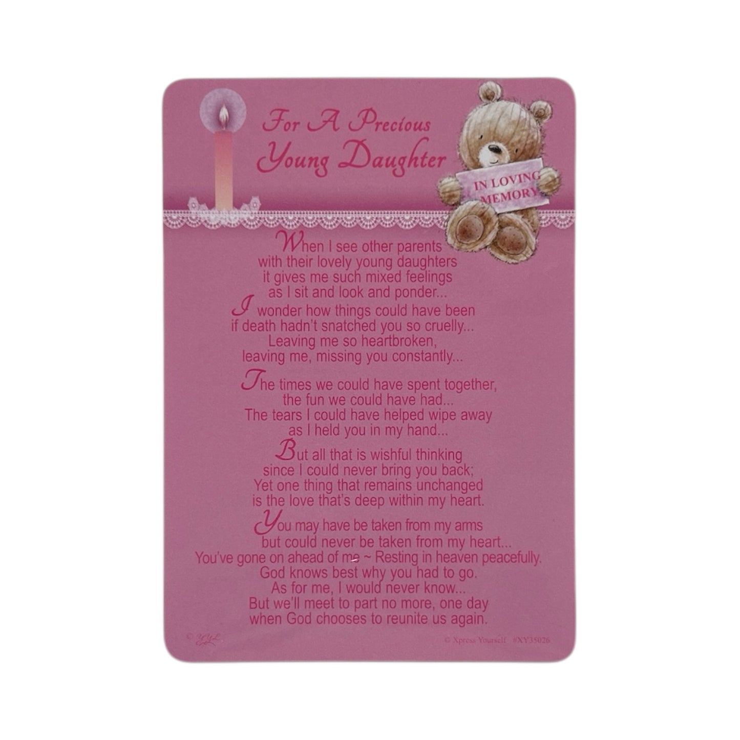In Loving Memory For A Precious Young Daughter Graveside Memorial Card