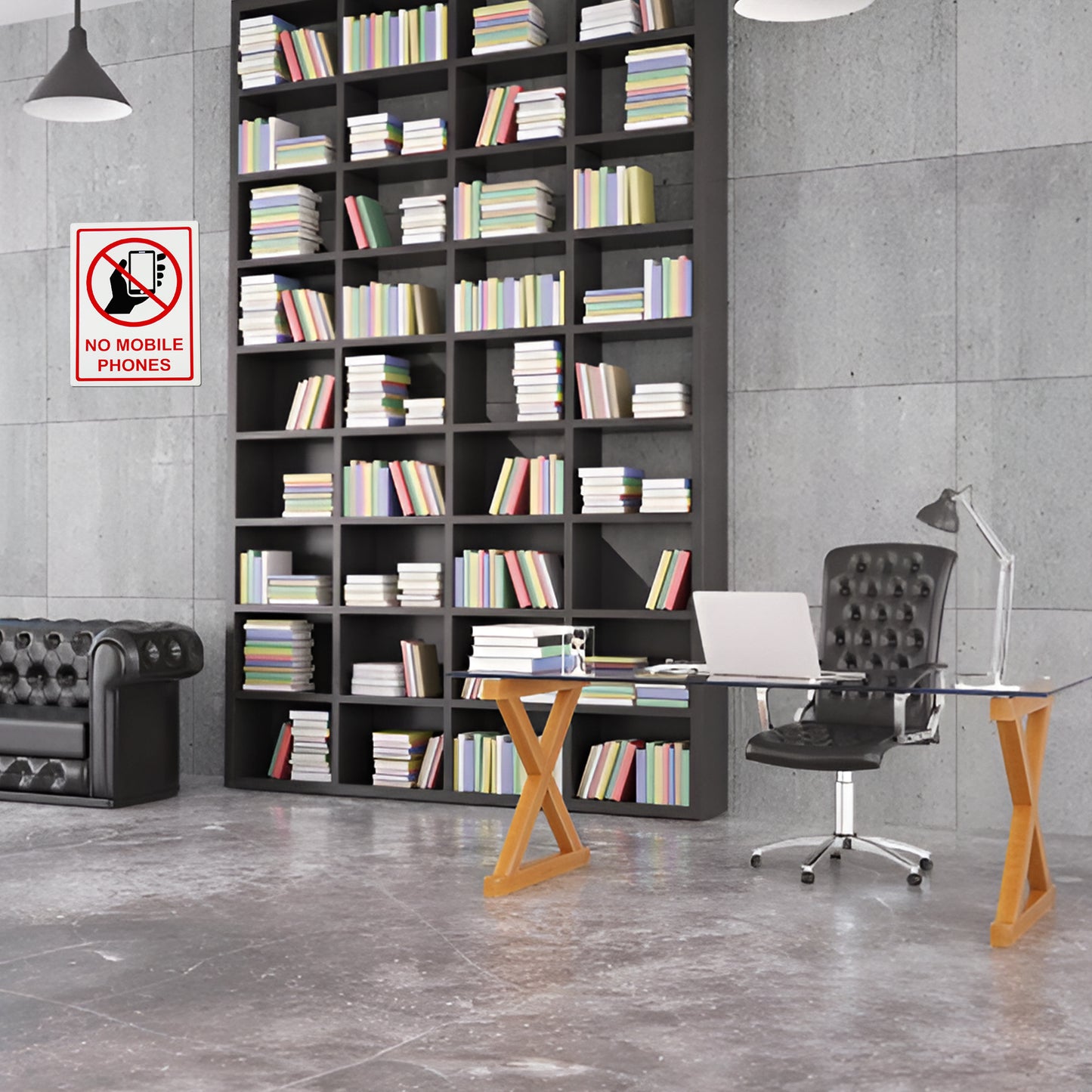 Pack of 3 No Mobile Phone Sign Self Adhesive Labels 80x110mm