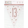 9ft Birthday Rose Gold Glitz Number 13 Prism Pennant Banner