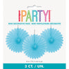 Pack of 3 Powder Blue Solid 6" Tissue Paper Fans
