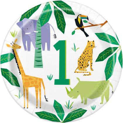 Pack of 8 Animal Safari 1st Birthday Round 9