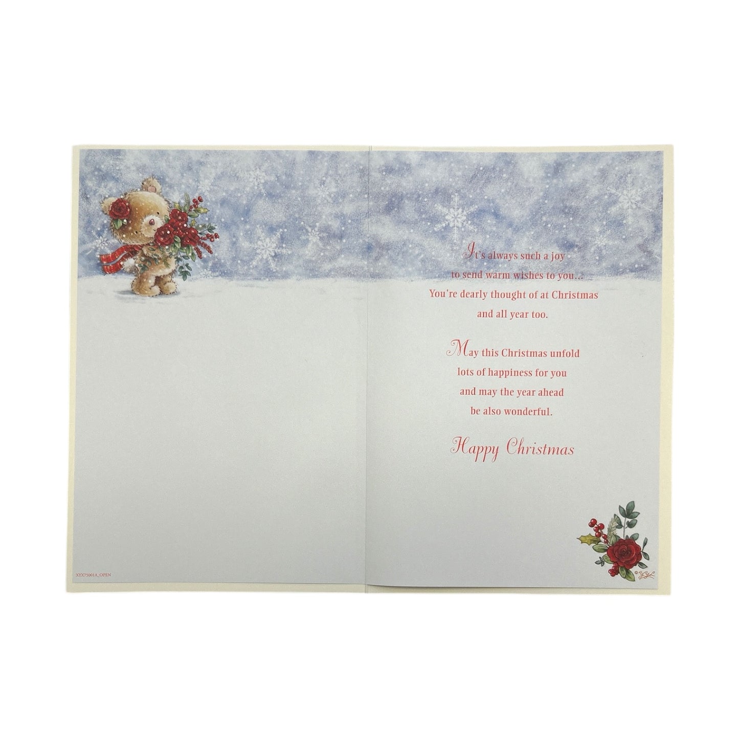 Teddy With Bunch of Flowers Design Daughter In Law Christmas Card