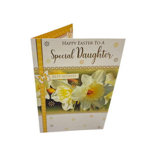 To A Special Daughter White Daffodil Flowers Design Easter Card
