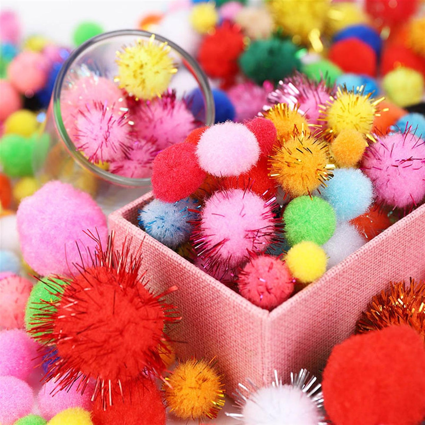 Bag of 35 Pieces 2cm Colorful Flash Pom Pom Balls